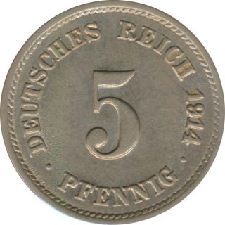 Deutsches Reich 5 Pfennig 1914 F*