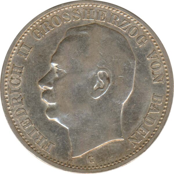 Baden 3 Mark 1912 G Friedrich II Silber*