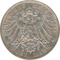 Baden 3 Mark 1912 G Friedrich II Silber*