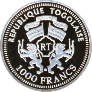 Togo 1000 Francs 2005 PP Friedrich von Schiller Silber*
