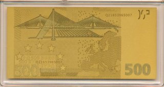 Goldbarren - 0,5 gr 500 Euro Note Motivbarren in Farbe
