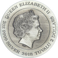 Tuvalu 2018 - Unicorn 2 Oz patiniert*