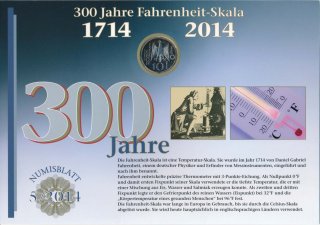 BRD 10 Euro 2014 J 300 Jahre Fahrenheitskala im Numisblatt*