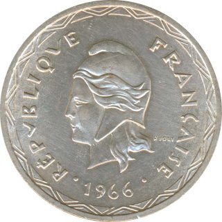 Neue Hebriden 100 Francs 1966 Marianne Silber*