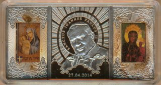 Niue 20 Dollars 2014 PP Johannes Paul II. Silber im Etui*