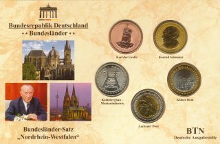 Medaillenset stgl. Nordrhein-Westfalen verschweisst in Karte