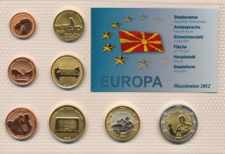 Mazedonien Medaillenset 2012 stgl. verschweisst in Noppenfolie