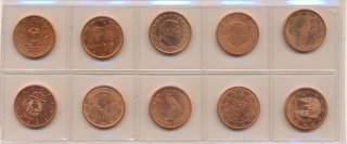 Medaillen-Set Euro-Cents in Landesfarben
