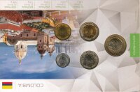 Kolumbien Kursm&uuml;nzenset verschweisst in Karte*