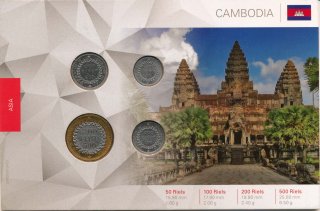 Kambodscha Kursmnzenset stgl in Karte verschweisst*