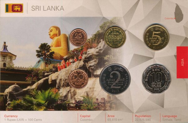 Sri Lanka Kursm&uuml;nzenset stgl in Karte verschweisst*