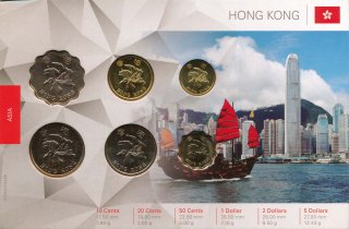 Hong Kong Kursmnzenset stgl verschweisst in Karte*