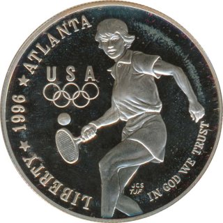 USA 1 Dollar 1996 P Olympiade in Atlanta 1996 - Tennis PP Silber im Etui*