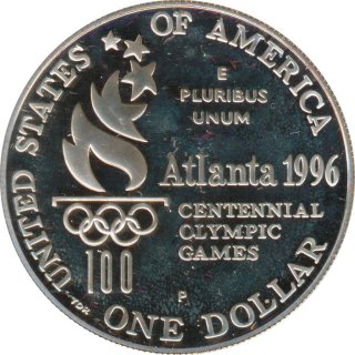 USA 1 Dollar 1996 P Olympiade in Atlanta 1996 - Tennis PP Silber im Etui*