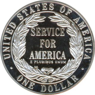 USA 1 Dollar 1996 S National Community Service PP Silber*