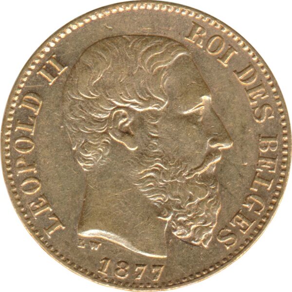 Belgien 20 Francs Leopold II Gold