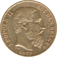 Belgien 20 Francs Leopold II Gold