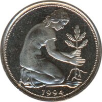 BRD 50 Pfennig 1994 D Frau mit Eichensetzling unz J.384a*