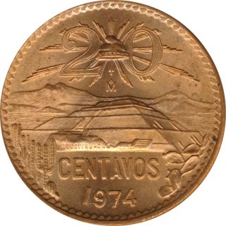 Mexiko 20 Centavos 1974 Teotihuacan*