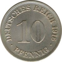 Deutsches Reich 10 Pfennig 1916 D*