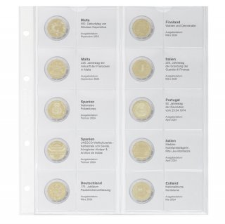 Lindner Vordruckblatt 2 Euro Malta 2023 bis Estland 2024