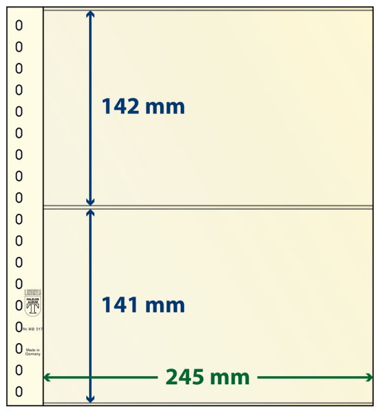 Lindner T-Blanko-Bl&auml;tter 2 Streifen: 141 mm, 10er-Pack