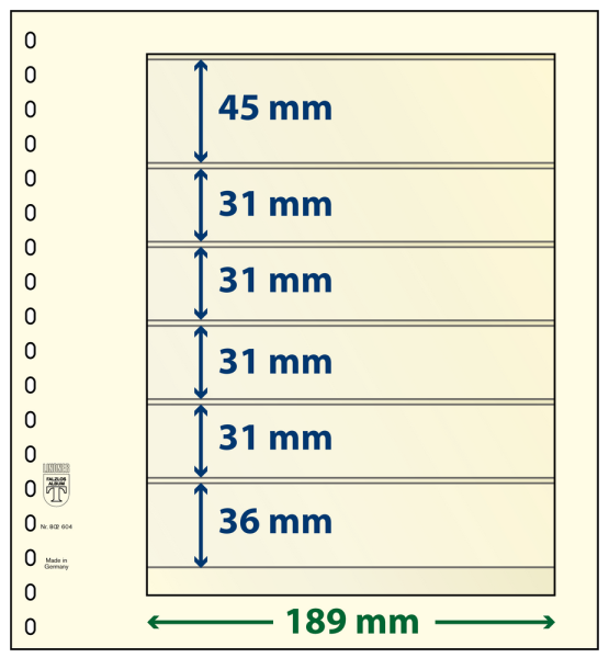 Lindner T-Blanko-Bl&auml;tter 6 Streifen: 36 mm, 10er-Pack