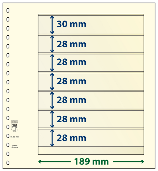 Lindner T-Blanko-Bl&auml;tter 7 Streifen: 28 mm, 10er Pack