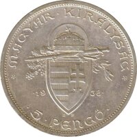 Ungarn 5 Pengö 1938 900. Todestag von St. Stephan Silber*