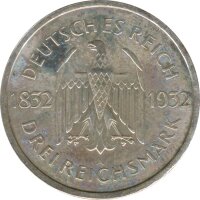 Weimarer Republik 3 Mark 1932 A PP Johann Wolfgang von...