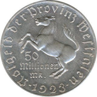 Westfalen 50 Mio. Mark 1923 Freiherr vom Stein 44 mm*