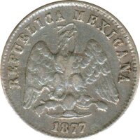 Mexiko 10 Centavos 1877 Staatswappen Silber*