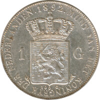 Niederlande 1 Gulden 1892 Wilhelmina Silber*