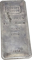 Silberbarren historisch - Credit Suisse Sammlerbarren 100 Oz*