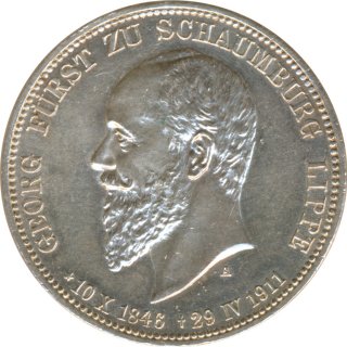 Schaumburg Lippe 3 Mark 1911 A Georg - auf seinen Tod...