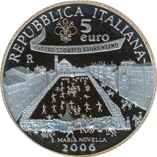 Italien 5 Euro 2006 PP Fussball-WM 2006 Silber*