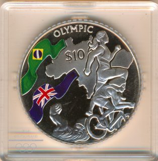 Virgin Islands 10 Dollars 2016 PP Olympiade in Rio - Triathlon Silber in Farbe*
