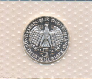 BRD 5 DM 1973 G Frankfurter Nationalversammlung PP Silber in Noppenfolie*