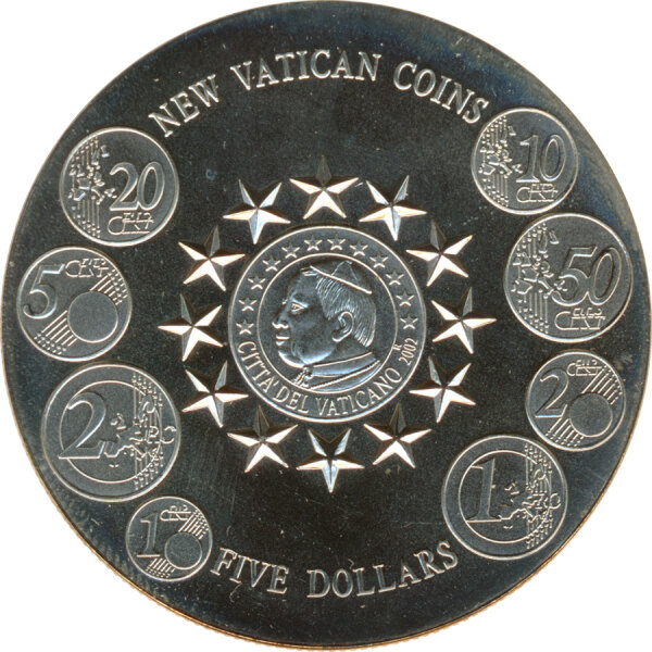 Liberia 5 Dollars 2003 Euro-Einf&uuml;hrung im Vatikan*
