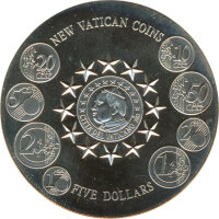 Liberia 5 Dollars 2003 Euro-Einf&uuml;hrung im Vatikan*