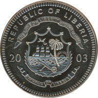 Liberia 5 Dollars 2003 Euro-Einf&uuml;hrung im Vatikan*