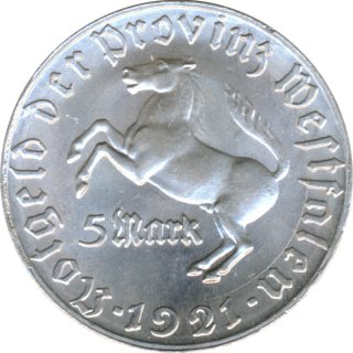 Westfalen 5 Mark 1921 Freiherr vom Stein*