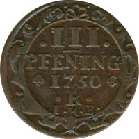 Rostock 3 Pfennig 1750 R Stadtwappen*