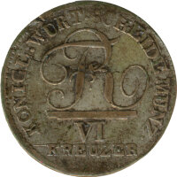 W&uuml;rttemberg 6 Kreuzer 1809 Friedrich I Silber*