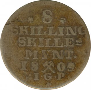 Norwegen 8 Skilling 1809 IGP Friedrich VI Silber*