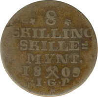 Norwegen 8 Skilling 1809 IGP Friedrich VI Silber*