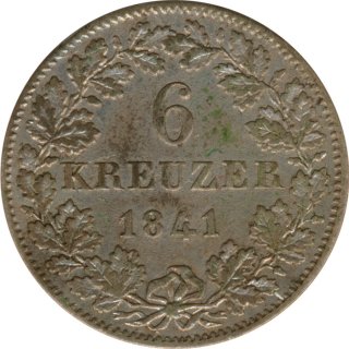 Freie Stadt Frankfurt 6 Kreuzer 1841 Stadtwappen Silber*