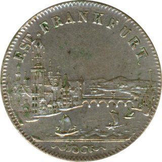 Freie Stadt Frankfurt 6 Kreuzer 1853 Stadtansicht Silber*