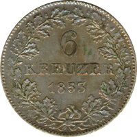 Freie Stadt Frankfurt 6 Kreuzer 1853 Stadtansicht Silber*
