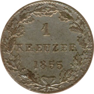 Freie Stadt Frankfurt 1 Kreuzer 1855 Stadtwappen Silber*